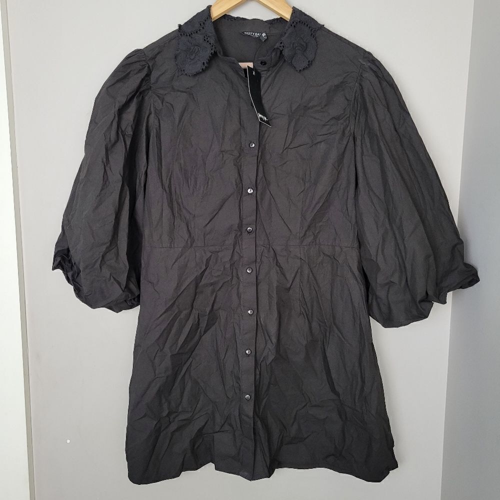 Nasty Gal Lace Collar Puff Sleeve Shirt Dress 8